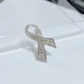 Silver awareness ribbon brooch with sparkly rhinestones for mourning or remembrance. - Silver Rhinestone Style (SD02)