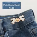 White rabbit shaped metal waist adjuster buckle for denim jeans variant No. 11 - White Happy Rabbit Style (No. 11)
