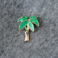 Broche palmier d'Hawaï tropicale en émail vert brillant et finition dorée élégante - Style Cocotier (A9-26) / Or/Vert