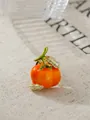 Süße orangefarbene Emaille Frucht Brosche mit grünem Blatt für Kleidung - Orangenfrucht-Emaille-Stil (A22-21)