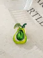 Eleganter grüner Birnen-Ansteckstrauß mit facettiertem Kristallstein und Strass-Blatt - Smaragdgrüner Birnenkristall Stil (A22-22)
