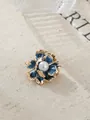 Eleganter blauer Pfingstrosen-Emaille-Broschen-Anstecker mit Perle für Damen - Dunkelblauer Pfingstrosen-Perlen Stil (A22-23)