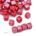 Rote quadratische Keramikperlen für handgefertigten DIY-Schmuck, Halsketten und Armbänder - Rot