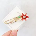 Eleganter roter Tulpen-Sicherheitsnadel-Brosche mit funkelnden Strass-Akzenten - Lilien-Stil (DZ02511) / Rot