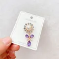Elegant purple crystal flower and bow brooch pin with pearl accent for clothing - Pearl Flower Bowknot Style (A10-59)