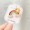 Kreative Regenbogen-Sonnen-Brosche mit Kunstperlen und glitzernden Strass-Wolken für Damen - Regenbogen Sonnenstil (A10-7)