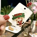 Festliche Santa Claus Merry Christmas Emaille-Brosche für Feiertags-Accessoires - Frohe Weihnachten Text (A5-21)