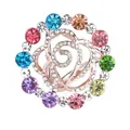 Eleganter Rosen-Schalschnalle mit bunten Kristallen und einer roségoldener Legierung - Nr 6 (Rose Regenbogen Strass Blumig)
