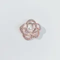Eleganter Rosen-Broschenstecker mit Strass und Perle in Roségold-Finish - Kunstperle Rosenstil (A10-75)