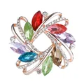 Eleganter Blumenschal-Clip mit bunten Marquise-Kristallen und Pavé-Strasssteinen. - Nr 7 (Rotierende Mehrfarbige Strass Blumig)