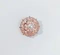 Eleganter roségoldener runder Filigran-Brosche mit Perle und Strasssteinen besetzt - Runder hohler Kunstperlen-Stil (A7-84)