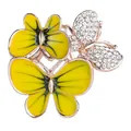 Eleganter Schalclip aus Legierung mit Schmetterlingen in gelber Emaille und glänzenden Steinen - Nr 12 (Hellgelbe Emaille Schmetterling)