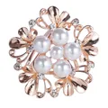Eleganter Perl-Blumen-Seidenschal-Clip in Roségold mit funkelnden Strass-Akzenten. - Nr 14 (Fünf Perlen Hohlblume)