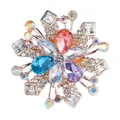Florale Strass Seidenschal Schnalle mit bunten Steinen für Damen als Modeaccessoire - Nr 16 (Mehrfarbiger Zirkonia Blumig)