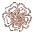 Eleganter roségoldener Blumenschalring mit funkelnden klaren Strasssteinen besetzt - Nr 17 (Roségold Schicht Hohlblume)