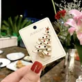 Eleganter weißer Emaille Weihnachtsbaum Brosche Pin mit bunten Punkten und Goldstern. - Weißer Weihnachtsbaum (A5-14)