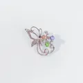 Eleganter silberner Schmetterling-Pflanzen-Brosche mit bunten Strasssteinen für Damen - Schmetterlings-Pflanzen-Stil (A10-95)