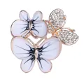 Eleganter Schmetterling-Schalring in Roségold mit Emaille und glitzernden Steinen - Nr 22 (Weiße Emaille Schmetterling)