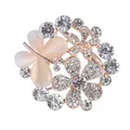 Eleganter goldfarbener Seidenschal-Clip mit Blumen- und Schmetterlingsmotiv und Kristallen - Nr 23 (Schmetterling Katzenauge Blumig)