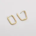 Hebillas de oreja ovaladas en forma de U estilo francés bañadas en oro de 14K - Estilo Pequeño Delgado (12x19mm) / Aprox 1.7mm de Espesor