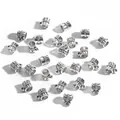 Perles d'espacement cylindriques en alliage argent antique avec anneaux pour bijoux DIY - Style 30047 (Argent Antique)