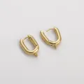 Ganchos para pendientes ovalados en forma de U bañados en oro de 14K para joyería DIY - Estilo con Gancho (12x19mm) / Espesor 3mm