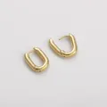 Pendientes de aro franceses en forma de U bañados en oro 14K para creación de joyas DIY - Estilo Pequeño Grueso (12x16mm) / Espesor 3mm