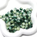 Green and white round crackle glass beads for DIY jewelry making - 20 Pieces/Pack / Style 3