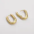 Pendientes de aro ovalados en forma de U de cobre bañados en oro de 14K joya - Estilo Grande Grueso (16x21mm) / Aprox 4mm de Espesor