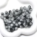 Round cracked glass beads in black and white two-tone for DIY handmade jewelry making - 20 Pieces/Pack / Color 17