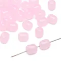 Pink barrel-shaped glass beads with imitation jade finish for DIY jewelry - 20Pcs/Pack / Light Pink