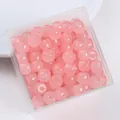 8mm translucent pink faux jade glass barrel beads for DIY jewelry making in box - 30Pcs Pack / Pink