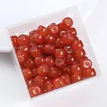 Bulk 8mm red vintage imitation jade glass barrel beads for DIY jewelry bracelet craft - 30Pcs Pack / Red