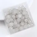 Perles tonneau en verre blanc 8mm imitation jade pour bijoux DIY dans boîte - Lot de 30 / Gris
