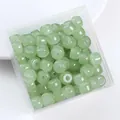 Perles baril en verre imitation jade vert clair 8mm pour création de bijoux DIY loisirs - Lot de 30 / Vert