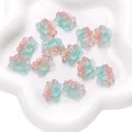 Handmade pink and teal gradient glass lotus flower beads for DIY jewelry making accessories - 5 Pieces/Pack (21x16mm) / Gradient Pink Green