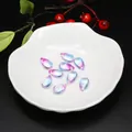 Hermosas cuentas de cristal en forma de gota con degradado azul y rosa para joyería DIY - 5 Piezas/Paquete (14x8mm) / Púrpura Claro Azul Degradado