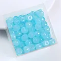 Perles baril de 8 mm en verre imitation jade bleu clair pour la création de bijoux - Lot de 30 / Bleu