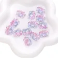 Gradient pink and blue 3D glass lotus beads with glitter for DIY jewelry making projects - 5 Pieces/Pack (21x16mm) / Gradient Blue Purple