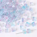 7mm holographic gradient glass cube beads for DIY handmade jewelry making crafts supplies - 750 Pcs / Light Periwinkle