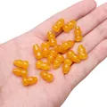 Orangene gläserne Kürbis-Perlen in Jade-Optik für handgefertigten DIY-Schmuckbedarf - 15er Pack / Bernsteingelb
