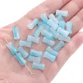Light blue and white gradient glass bamboo tube beads for DIY jewelry handmade crafts - 20Pcs/Pack / Azure Blue