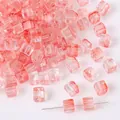 7mm gradient pink glass square sugar cube beads for DIY jewelry making accessories - 750 Pcs / Light Red