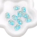 Light blue gradient glass lotus flower beads with double holes for handmade jewelry DIY - 5 Pieces/Pack (21x16mm) / Gold Glitter Blue