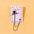 Herren Quastenkette Anzug Brosche mit Zylinder und Gehstock Design in Silber - Zylinder und Gehstock Stil (38)