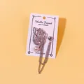 Silberne Herren Brosche mit Noten- und Katzenmotiv, Quastenkette, Strass und Perle - Musiknoten- und Katzenstil (45)