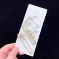 Elegantes Set aus Kunstperlen und Kristallblumen Broschen für die Taillenanpassung - Strass Perlen Mix Nadeln (4) / 5er Pack