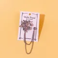 Herren-Anstecknadel aus Silberlegierung mit Blumendesign und doppelten Quastenketten - Blumenform (21) / Silber