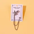 Elegante silberne Quastenkette Anzugbrosche Accessoire mit funkelndem Strassblatt - Ahornblatt-Stil (25) / Silber