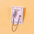Eleganter Herren-Anstecknadel Blatt mit silberner Quastenkette und Strasssteinen - Blatt und Künstliche Perle Design (29) / Silber